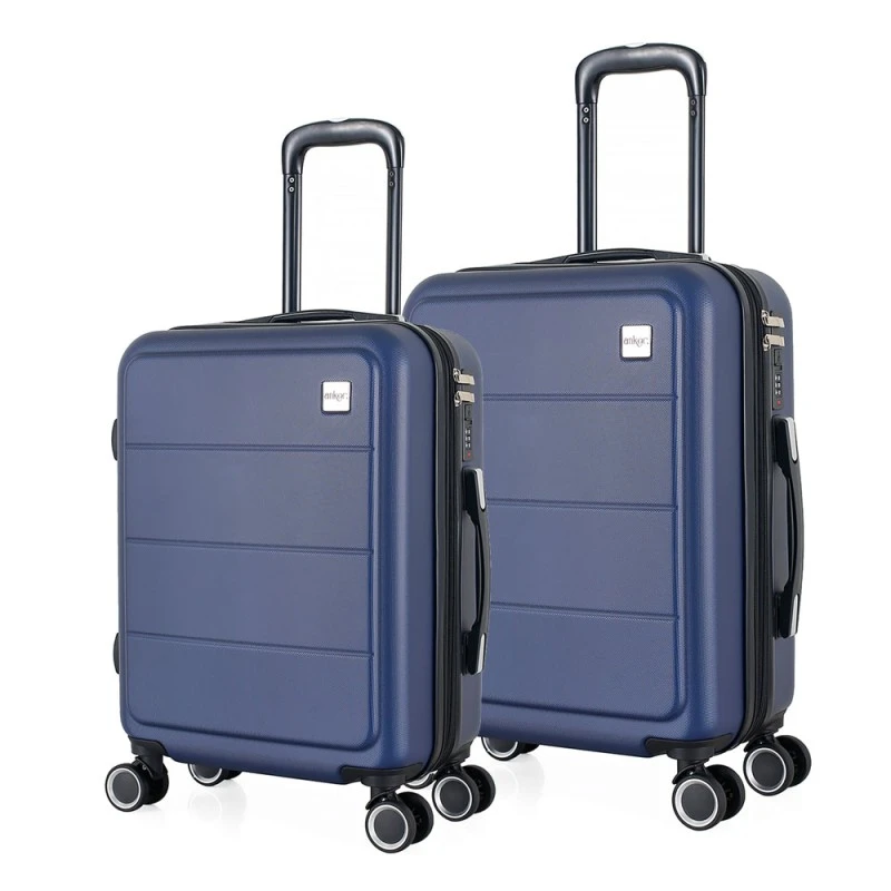 ΣΕΤ 2 ΒΑΛΙΤΣΕΣ ANKOR ABS 37x27x55εκ. ΚΑΙ 41x31x65εκ. ΜΕ ΕΠΕΚΤΑΣΗ ΚΑΙ 4 ΡΟΔΕΣ ΜΠΛΕ