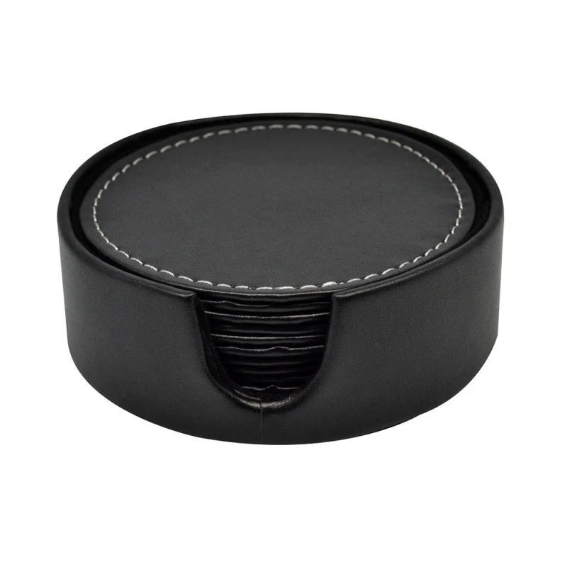 ΣΕΤ 6 ΣΟΥΒΕΡ ΣΤΡΟΓΓΥΛΑ ΔΕΡΜΑΤΙΝΑ ΜΕ ΒΑΣΗ ΜΑΥΡΑ 10x10εκ. ANKOR