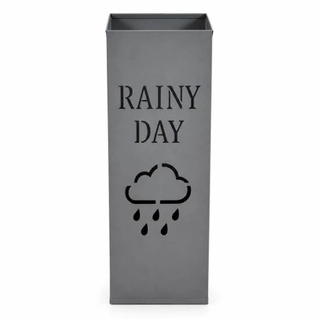 ΟΜΠΡΕΛΟΘΗΚΗ ΜΕΤΑΛΛΙΚΗ ΓΚΡΙ ΜΑΤ ΜΕ ΣΧΕΔΙΟ RAINY DAY 15,5x15,5x48,5εκ. ANKOR