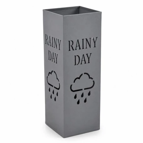 ΟΜΠΡΕΛΟΘΗΚΗ ΜΕΤΑΛΛΙΚΗ ΓΚΡΙ ΜΑΤ ΜΕ ΣΧΕΔΙΟ RAINY DAY 15,5x15,5x48,5εκ. ANKOR