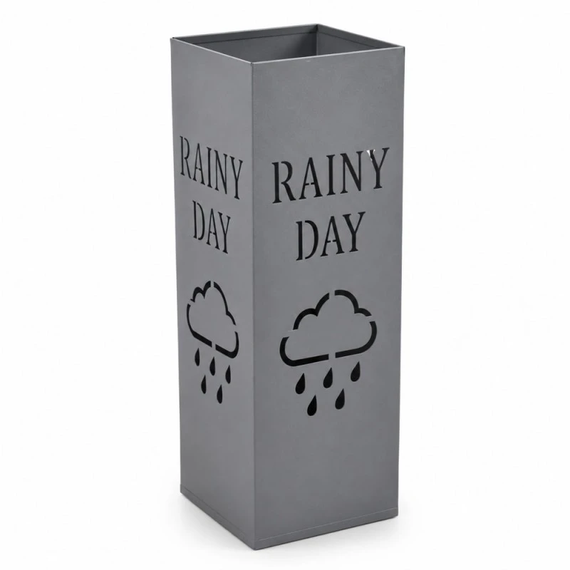 ΟΜΠΡΕΛΟΘΗΚΗ ΜΕΤΑΛΛΙΚΗ ΓΚΡΙ ΜΑΤ ΜΕ ΣΧΕΔΙΟ RAINY DAY 15,5x15,5x48,5εκ. ANKOR