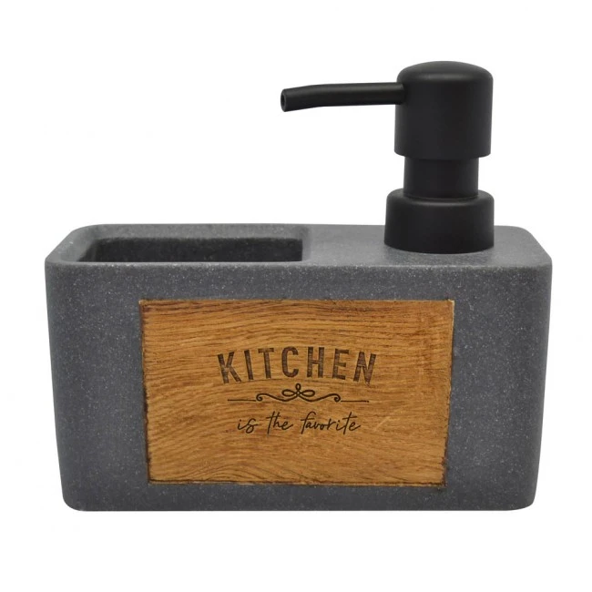 DISPENSER ΜΕ ΘΗΚΗ ΓΚΡΙ ΠΕΤΡΑ ΚΑΙ ΜΠΑΜΠΟΥ 15x6x14εκ.