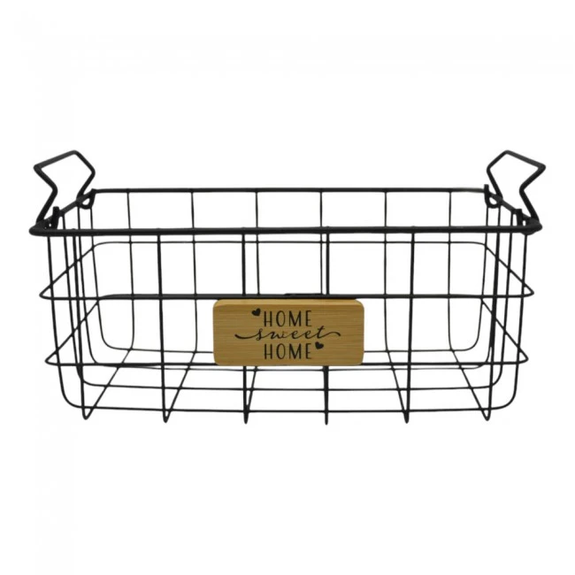 ΚΑΛΑΘΙ  ΜΕΤΑΛΛΙΚΟ ΣΕ ΜΑΥΡΟ ΜΑΤ ΧΡΩΜΑ ΜΕ ΞΥΛΙΝΗ ΔΙΑΚΟΣΜΗΣΗ 25,5x18,5x10,5εκ.ANKOR