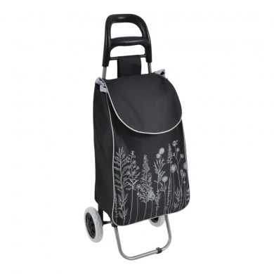 ΚΑΡΟΤΣΙ ΛΑΪΚΗΣ ΜΕΤΑΛΛΙΚΟ ΜΕ ΜΑΥΡΟ ΣΑΚΟ ΚΑΙ ΣΧΕΔΙΟ ΛΟΥΛΟΥΔΙΑ 35x27x94εκ. ANKOR