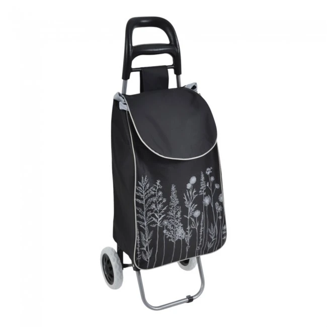 ΚΑΡΟΤΣΙ ΛΑΪΚΗΣ ΜΕΤΑΛΛΙΚΟ ΜΕ ΜΑΥΡΟ ΣΑΚΟ ΚΑΙ ΣΧΕΔΙΟ ΛΟΥΛΟΥΔΙΑ 35x27x94εκ. ANKOR