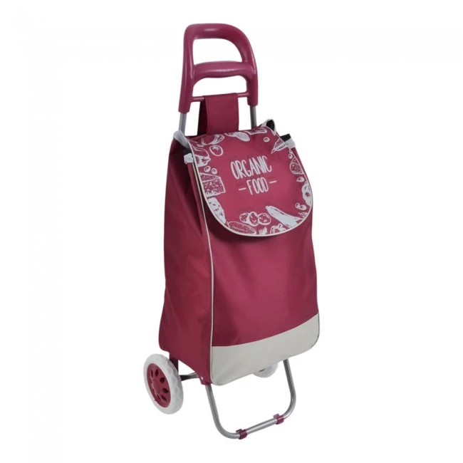 ΚΑΡΟΤΣΙ ΛΑΪΚΗΣ ΜΕΤΑΛΛΙΚΟ ΜΕ ΜΠΟΡΝΤΟ ΣΑΚΟ LOVE SHOPPING 35x27x94εκ. ANKOR