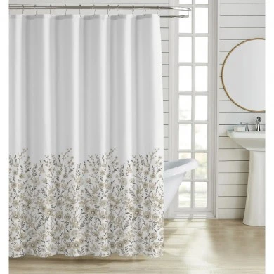 ΚΟΥΡΤΙΝΑ ΜΠΑΝΙΟΥ ΠΟΛΥΕΣΤΕΡΙΚΗ 180x180εκ 90gsm ΜΕ 12 ΚΡΙΚΟΥΣ ΛΟΥΛΟΥΔΑΤΟ ΣΧΕΔΙΟ ΣΕ ΓΗΙΝΟΥΣ ΤΟΝΟΥΣ ANKOR