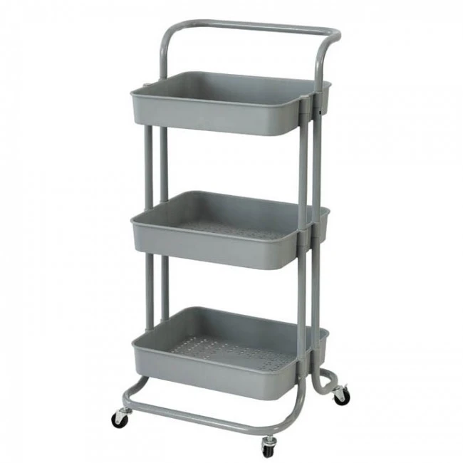 ΜΑΝΑΒΗΣ ΤΡΟΛΕΪ ΜΕΤΑΛΛΙΚΟΣ ΜΕ ΧΕΙΡΟΛΑΒΗ ΓΚΡΙ ΜΑΤ 43x36x86 εκ.