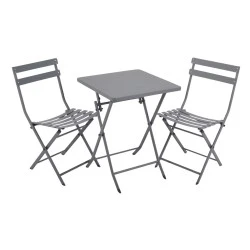 ΜΕΤΑΛΛΙΚΟ ΣΕΤ ΤΡΑΠΕΖΙΟΥ ΚΑΙ 2 ΚΑΡΕΚΛΩΝ ΠΤΥΣΣΟΜΕΝΟ ΣΕ ΓΚΡΙ ΜΑΤ ΧΡΩΜΑ ANKOR