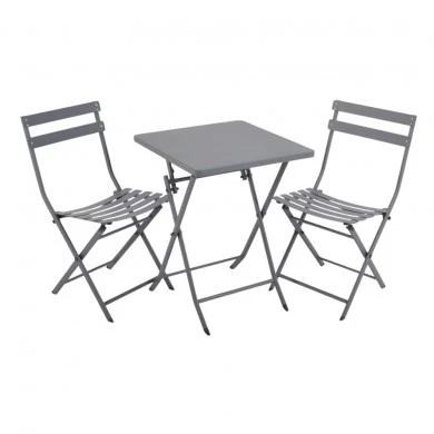 ΜΕΤΑΛΛΙΚΟ ΣΕΤ ΤΡΑΠΕΖΙΟΥ ΚΑΙ 2 ΚΑΡΕΚΛΩΝ ΠΤΥΣΣΟΜΕΝΟ ΣΕ ΓΚΡΙ ΜΑΤ ΧΡΩΜΑ ANKOR