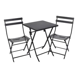 ΜΕΤΑΛΛΙΚΟ ΣΕΤ ΤΡΑΠΕΖΙΟΥ ΚΑΙ 2 ΚΑΡΕΚΛΩΝ ΠΤΥΣΣΟΜΕΝΟ ΣΕ ΜΑΥΡΟ ΜΑΤ ΧΡΩΜΑ ANKOR