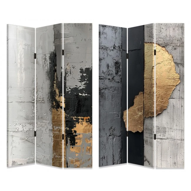 ΠΑΡΑΒΑΝ ΤΡΙΠΛΟ ΣΕ ΤΥΠΩΜΕΝΟ ΚΑΜΒΑ ΜΕ ΑΦΗΡΗΜΕΝΟ ΣΧΕΔΙΟ ΣΕ ΧΡΥΣΟ ΚΑΙ ΜΑΥΡΟ ΧΡΩΜΑ 180x120x2,5εκ.ANKOR