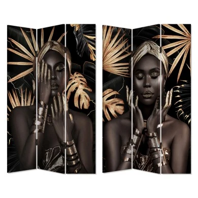 ΠΑΡΑΒΑΝ ΤΡΙΠΛΟ ΣΕ ΤΥΠΩΜΕΝΟ ΚΑΜΒΑ ΜΕ ΣΧΕΔΙΟ ΓΥΝΑΙΚΑ ΚΑΙ ΧΡΥΣΕΣ ΛΕΠΤΟΜΕΡΕΙΕΣ 180x120x2,5εκ.ANKOR