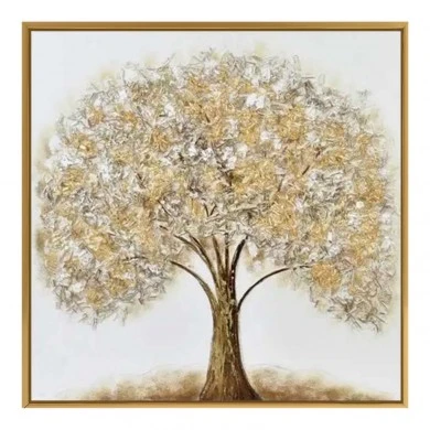 ΠΙΝΑΚΑΣ ΕΛΑΙΟΓΡΑΦΙΑ ΣΕ ΤΥΠΩΜΕΝΟ ΚΑΜΒΑ ΜΕ ΧΡΥΣΗ ΚΟΡΝΙΖΑ ΔΕΝΤΡΟ 80x80εκ. ANKOR