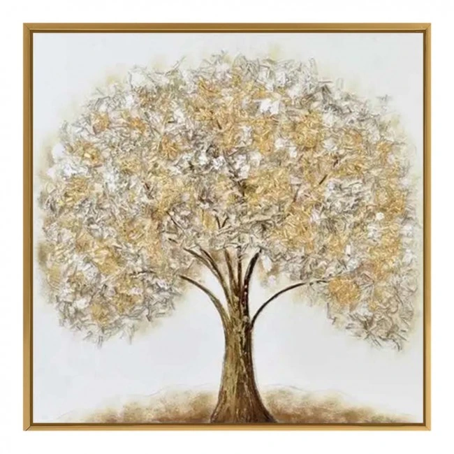 ΠΙΝΑΚΑΣ ΕΛΑΙΟΓΡΑΦΙΑ ΣΕ ΤΥΠΩΜΕΝΟ ΚΑΜΒΑ ΜΕ ΧΡΥΣΗ ΚΟΡΝΙΖΑ ΔΕΝΤΡΟ 80x80εκ. ANKOR