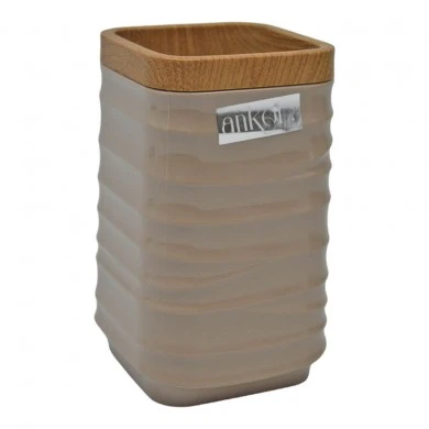 ΠΟΤΗΡΟΘΗΚΗ ΠΛΑΣΤΙΚΗ ΣΚΟΥΡΟ ΜΠΕΖ ΜΕ ΕΦΕ ΞΥΛΟΥ LUNA 7x7x12εκ. ANKOR