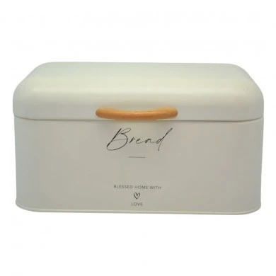 ΨΩΜΙΕΡΑ ΜΕΤΑΛΛΙΚΗ ΚΡΕΜ Bread ΜΕ ΞΥΛΙΝΗ ΛΑΒΗ 30x18x16εκ.ANKOR