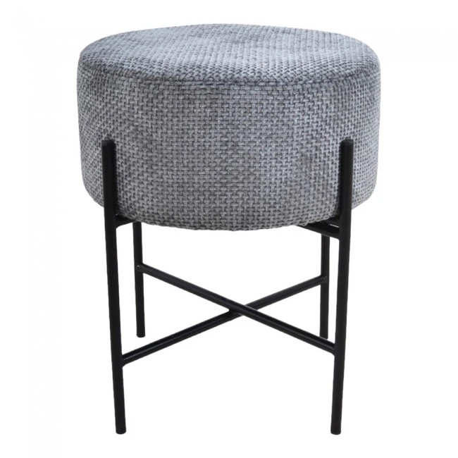 ΣΚΑΜΠΟ ΜΕ ΜΕΤΑΛΛΙΚΑ ΜΑΥΡΑ ΠΟΔΙΑ ΚΑΙ ΥΦΑΣΜΑΤΙΝΟ ΓΚΡΙ ΚΑΘΙΣΜΑ 36x36x43εκ.ANKOR