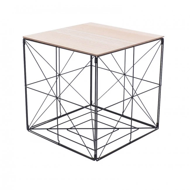 ΤΡΑΠΕΖΑΚΙ ΜΕΤΑΛΛΙΚΟ ΜΑΥΡΟ ΜΕ ΞΥΛΟ ΑΝΑΔΙΠΛΟΥΜΕΝΟ 40x40x40εκ.ANKOR