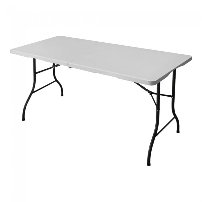 ΤΡΑΠΕΖΙ ΠΤΥΣΣΟΜΕΝΟ ΠΛΑΣΤΙΚΟ ΣΕ ΑΣΠΡΟ ΧΡΩΜΑ ΜΕ ΜΕΤΑΛΛΙΚΑ ΠΟΔΙΑ ΚΑΙ ΚΛΕΙΣΙΜΟ ΒΑΛΙΤΣΑ 152x70x74εκ. ANKOR