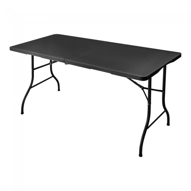 ΤΡΑΠΕΖΙ ΠΤΥΣΣΟΜΕΝΟ ΠΛΑΣΤΙΚΟ ΣΕ ΜΑΥΡΟ ΧΡΩΜΑ ΜΕ ΜΕΤΑΛΛΙΚΑ ΠΟΔΙΑ ΚΑΙ ΚΛΕΙΣΙΜΟ ΒΑΛΙΤΣΑ 152x70x74εκ. ANKOR