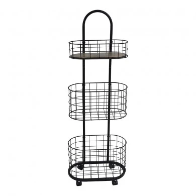 ΤΡΟΛΕΪ ΑΠΟΘΗΚΕΥΣΗΣ ΜΕ 3 ΚΑΛΑΘΙΑ ΜΕΤΑΛΛΙΚΟ ΣΕ ΜΑΥΡΟ ΧΡΩΜΑ 32x19x93εκ. ANKOR