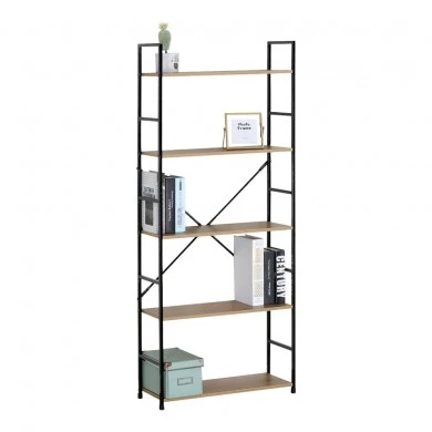 ΒΙΒΛΙΟΘΗΚΗ ΜΕ 5 ΞΥΛΙΝΑ ΡΑΦΙΑ ΚΑΙ ΜΑΥΡΟ ΜΕΤΑΛΛΙΚΟ ΣΚΕΛΕΤΟ 60x24x144εκ. ANKOR