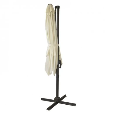 Garden umbrella hanging professional metal with crank and split mechanism in beige color 2.5x2.5m