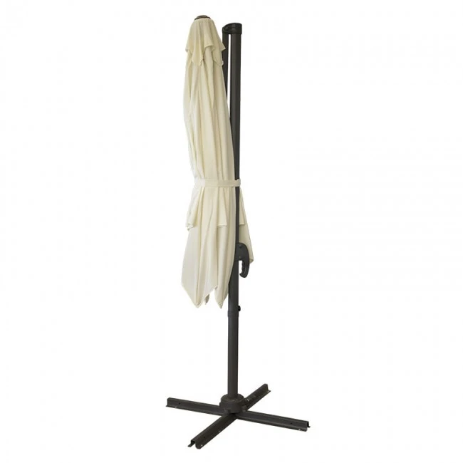 Garden umbrella hanging professional metal with crank and split mechanism in beige color 2.5x2.5m