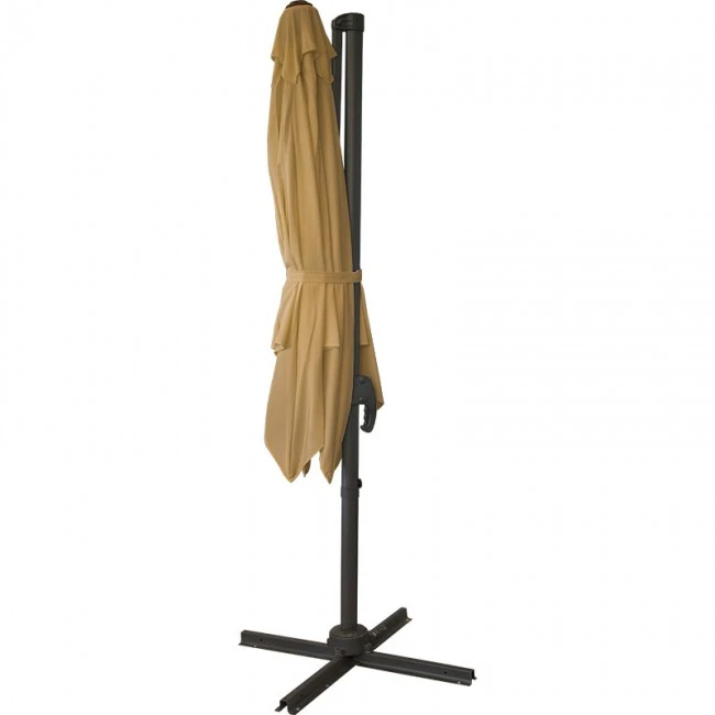 Garden umbrella hanging metal professional with crank and broken mechanism in sand color 2.5x2,5m