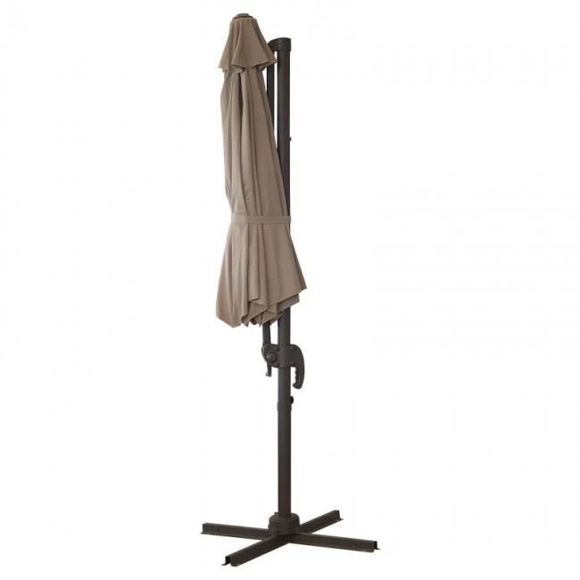 Garden umbrella hanging metal professional with crank and broken mechanism in sand color 3x3m