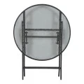 Metal garden table folding in brown color with safety glass Ø70x72cm