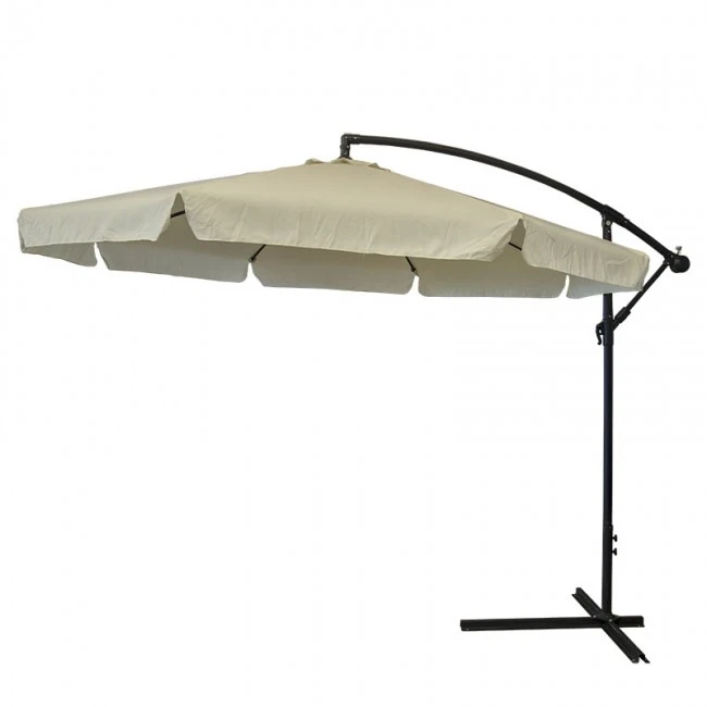 Garden umbrella pendant metal professional with crank and split mechanism in beige color Ø3m