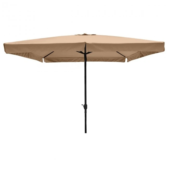 Metal garden umbrella with crank and split mechanism in 2x3m sand color