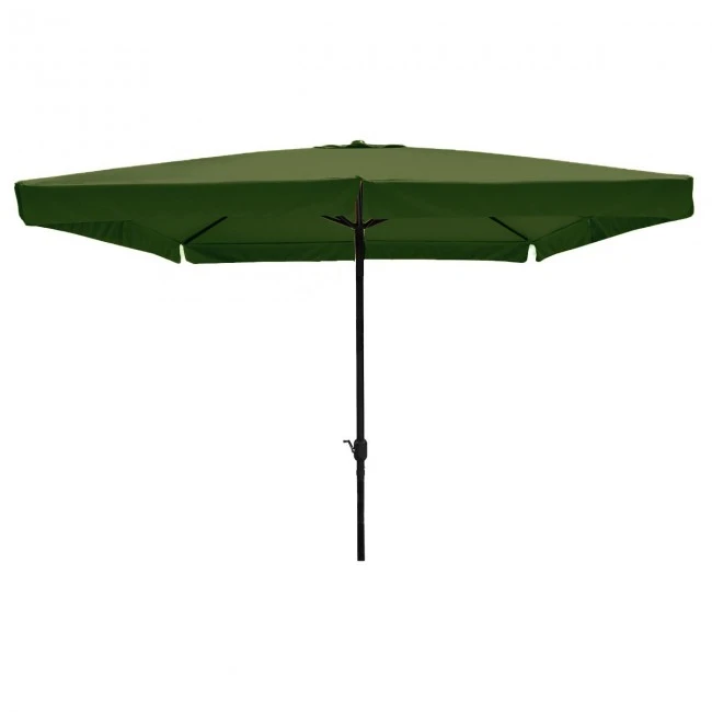 Metal garden umbrella with crank in green color 3x3m