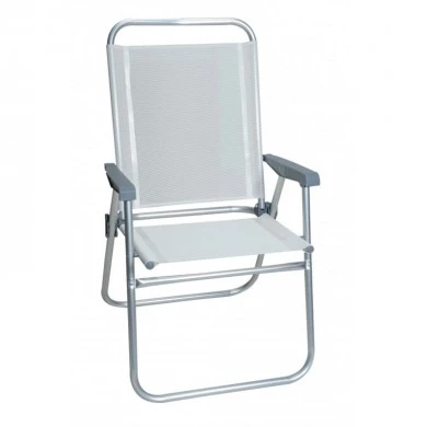 Aluminum armchair folding with waterproof textline fabric in white color 65x56x92cm