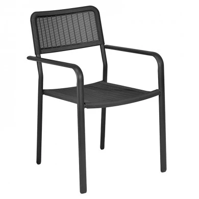 Garden armchair metal rattan in grey color 54,4x59,5x44cm