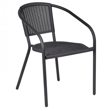 Garden armchair metal rattan in grey color 54,5x60.3x76cm