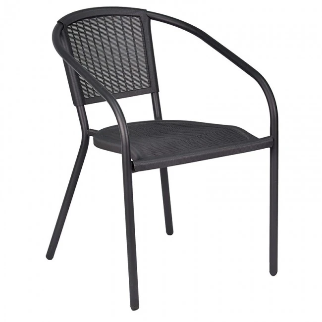 Garden armchair metal rattan in grey color 54,5x60.3x76cm