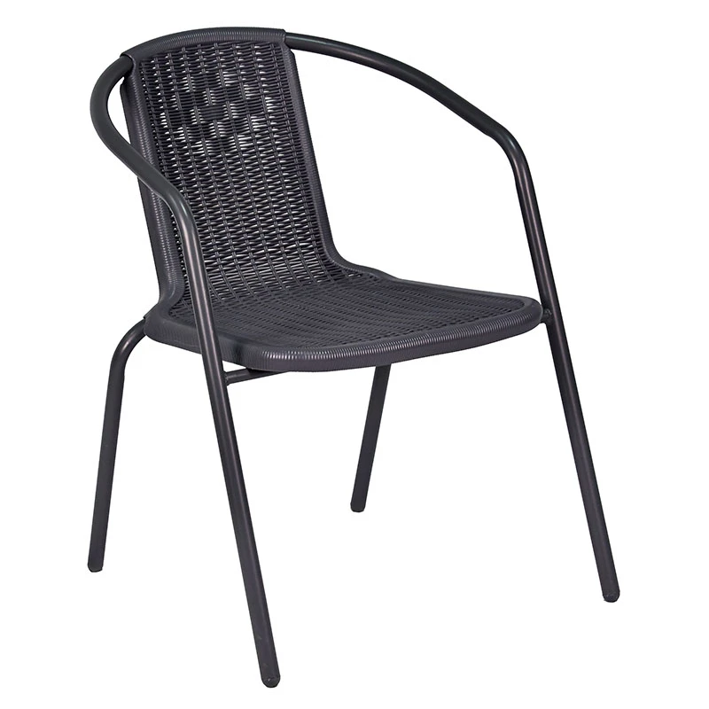 Garden armchair metal rattan in grey color 55x59x73cm