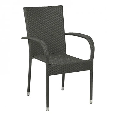 Garden armchair metal rattan in grey color 55x62x89cm