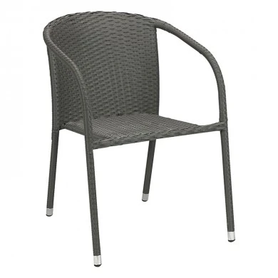 Garden armchair metal rattan in grey color 56x63x76cm