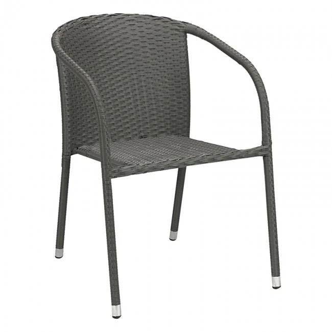 Garden armchair metal rattan in grey color 56x63x76cm