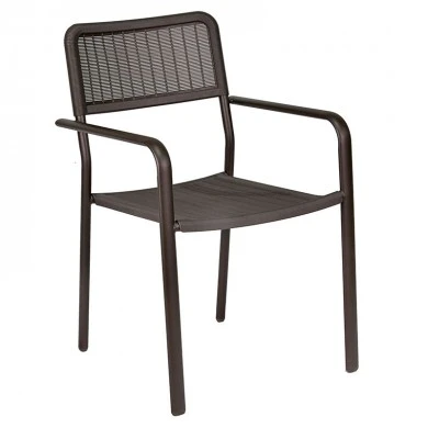 Garden armchair metal rattan in brown color 54,4x59,5x44cm