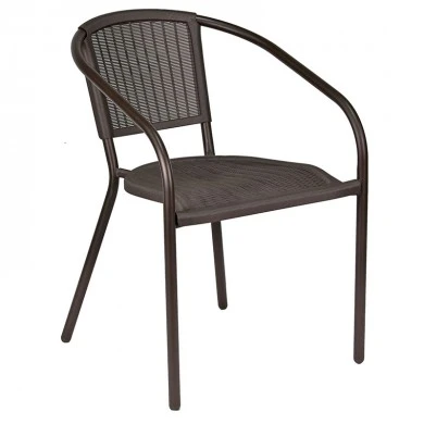 Garden armchair metal rattan in brown color 54,5x60.3x76cm