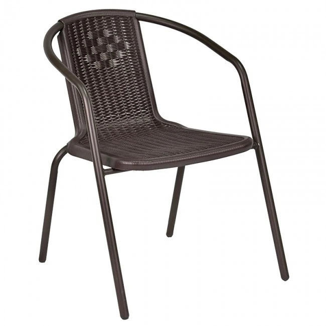 Garden armchair metal rattan in brown color 55x59x73cm