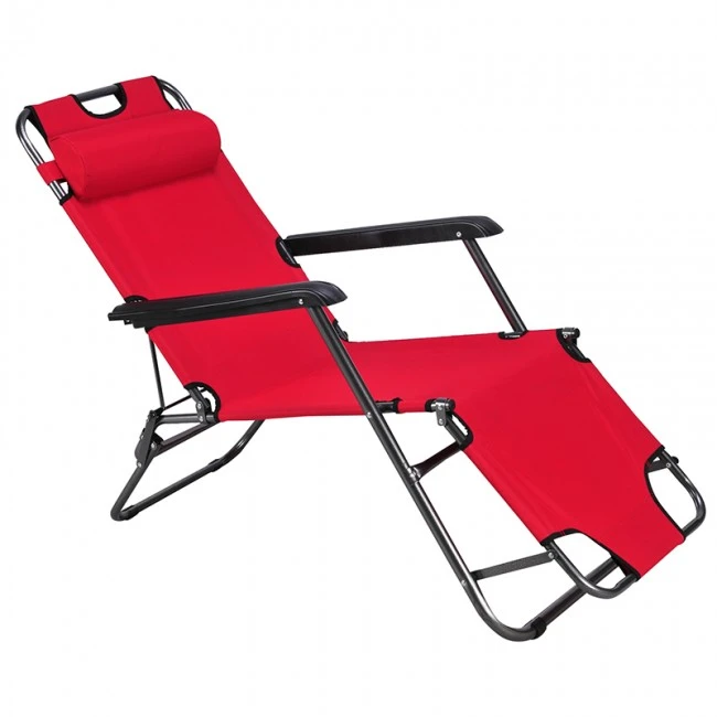 2-seater metal chair-lounger with textline in red 168x60x79cm