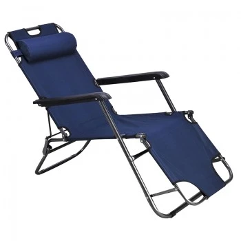 2-seater metal chair-lounger with textline in navy 168x60x79cm