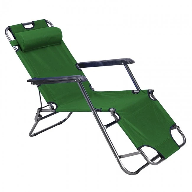 2-seater metal chair-lounger with textline in green 168x60x79cm