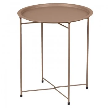 Auxiliary garden table metal folding in beige color Ø46x52cm